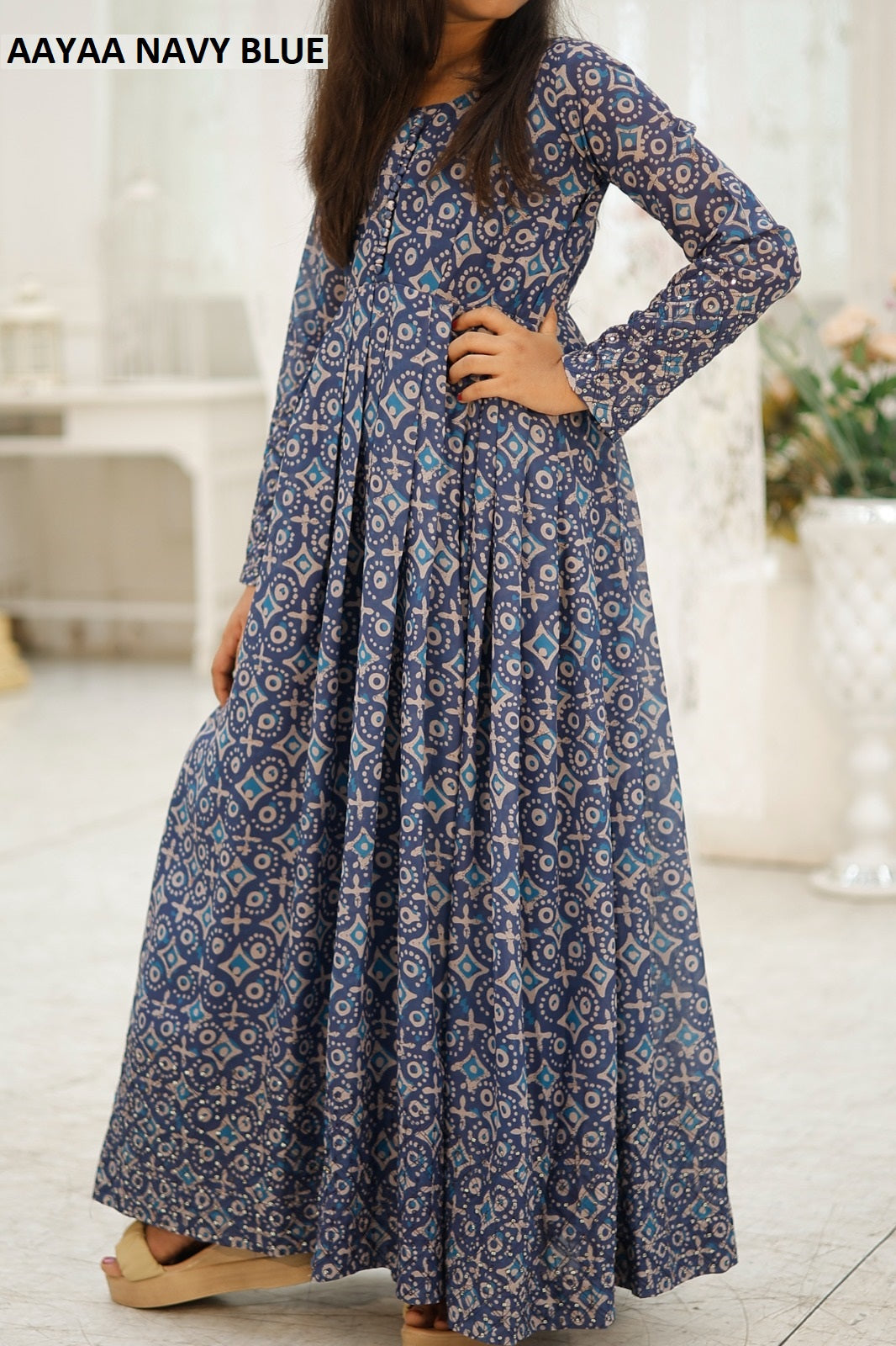 Yaana Vol 5 Navy Blue Aayaa Embroidery Girls Gown
