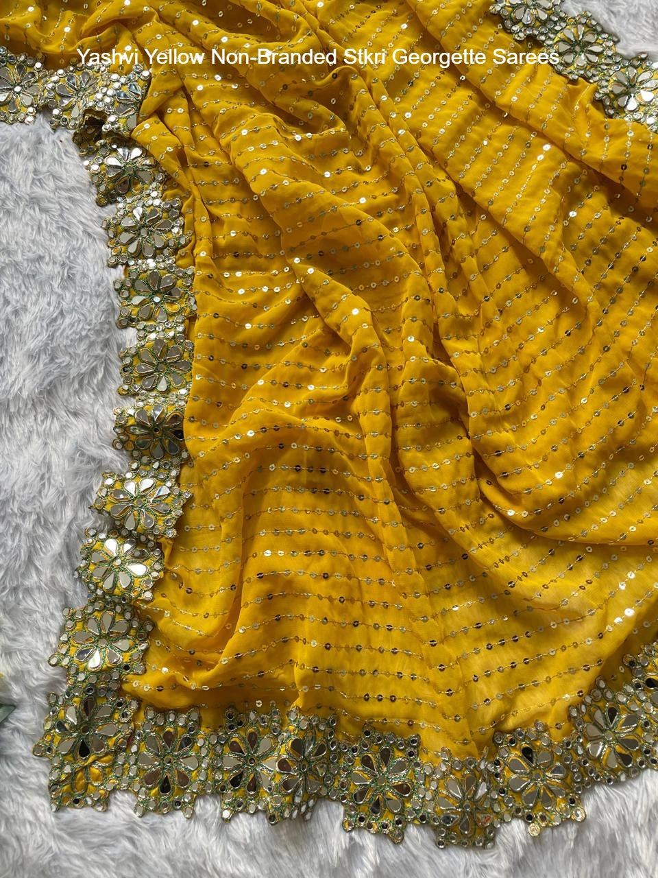 Yashvi Yellow Non-Branded Stkri Georgette Sarees