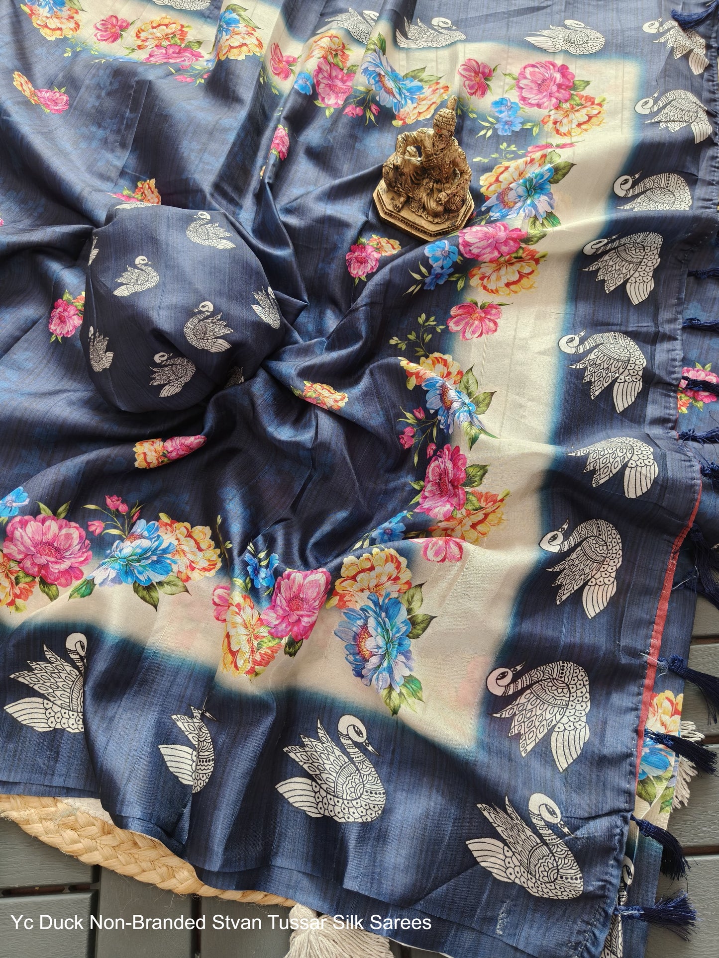 Yc Duck Non-Branded Stvan Tussar Silk Sarees