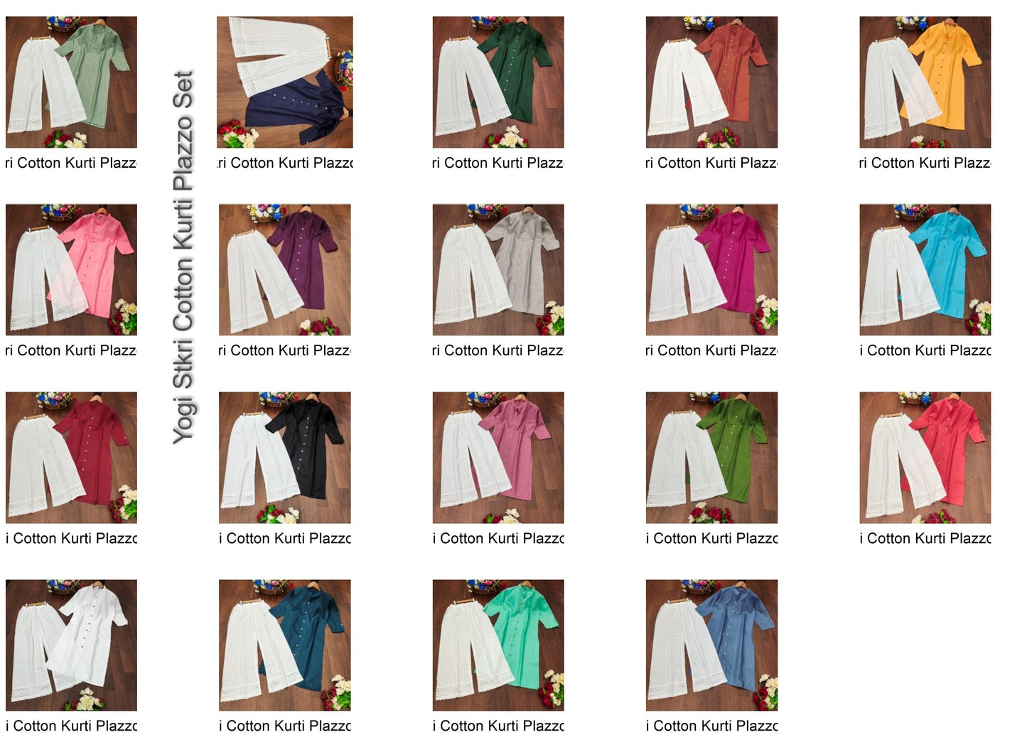 Yogi Stkri Cotton Kurti Plazzo Set