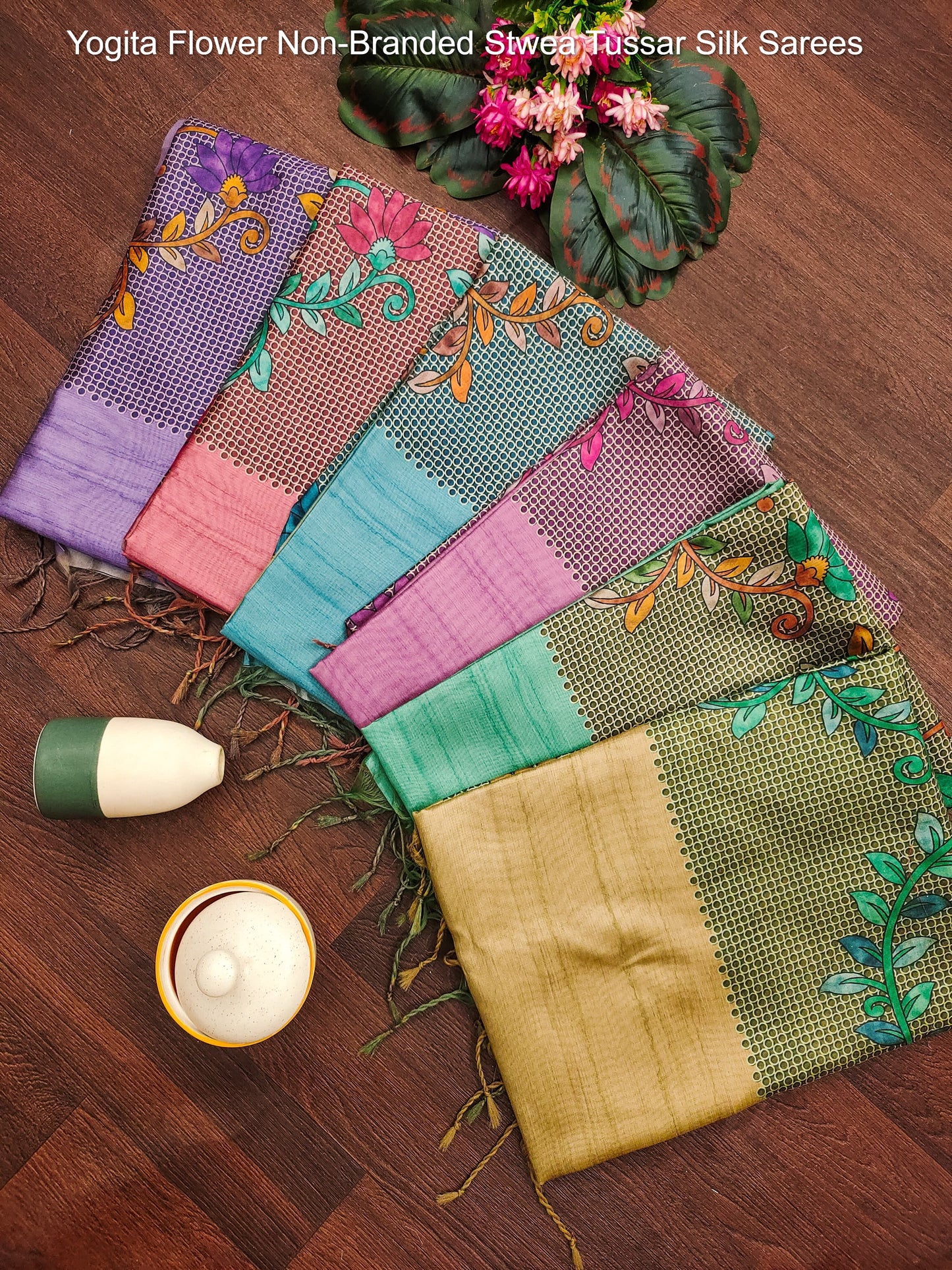 Yogita Flower Non-Branded Stwea Tussar Silk Sarees