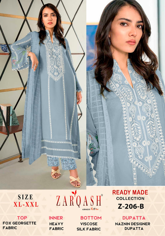 Z-206B Zarqash Embroidery Pakistani Readymade Suits