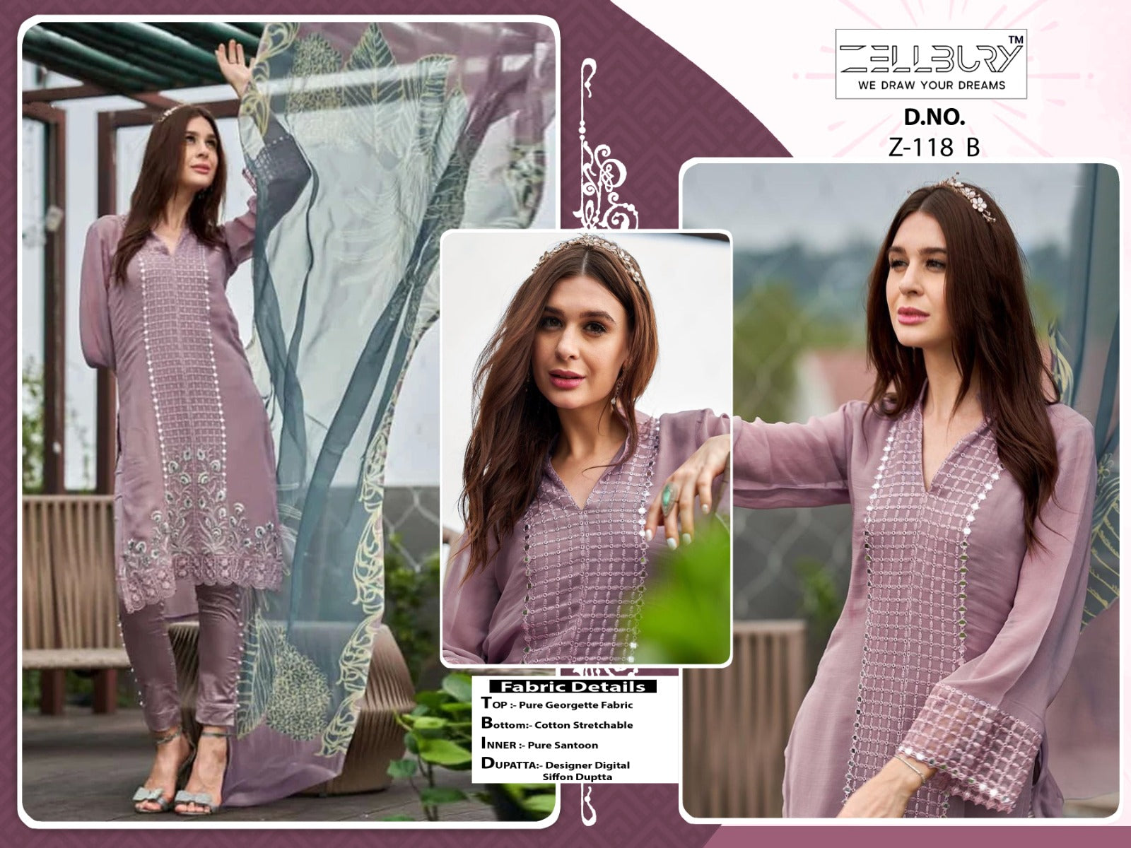 Z 118-B Zellbury Handwork Pakistani Readymade Suits