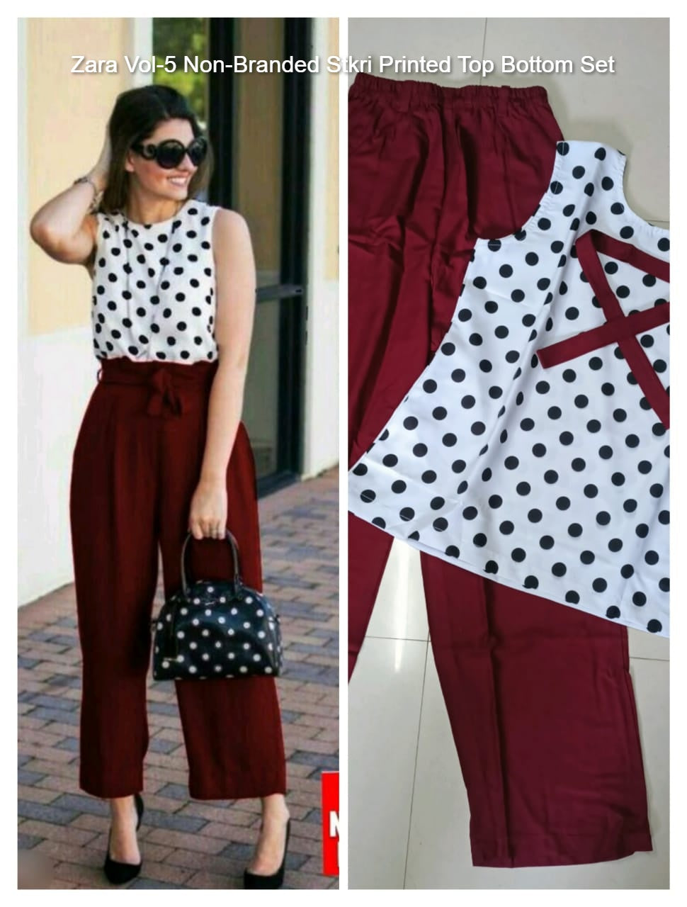 Zara Vol-5 Non-Branded Stkri Printed Top Bottom Set