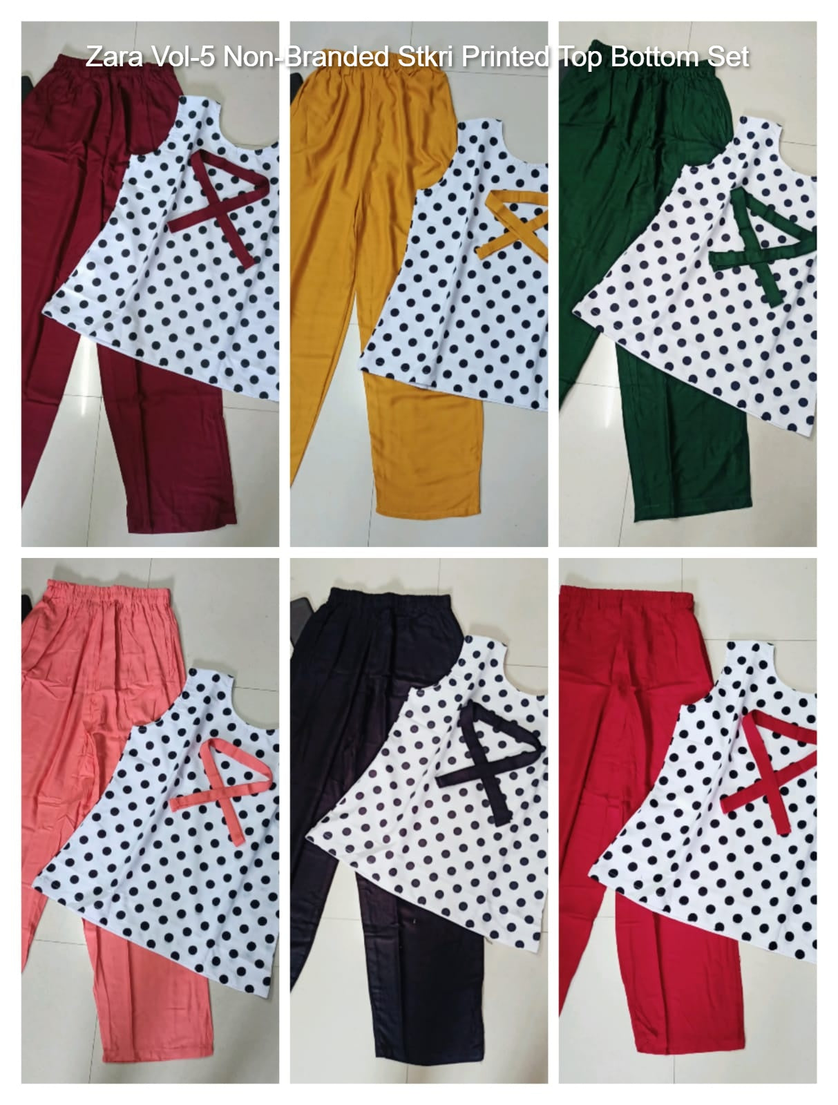 Zara Vol-5 Non-Branded Stkri Printed Top Bottom Set