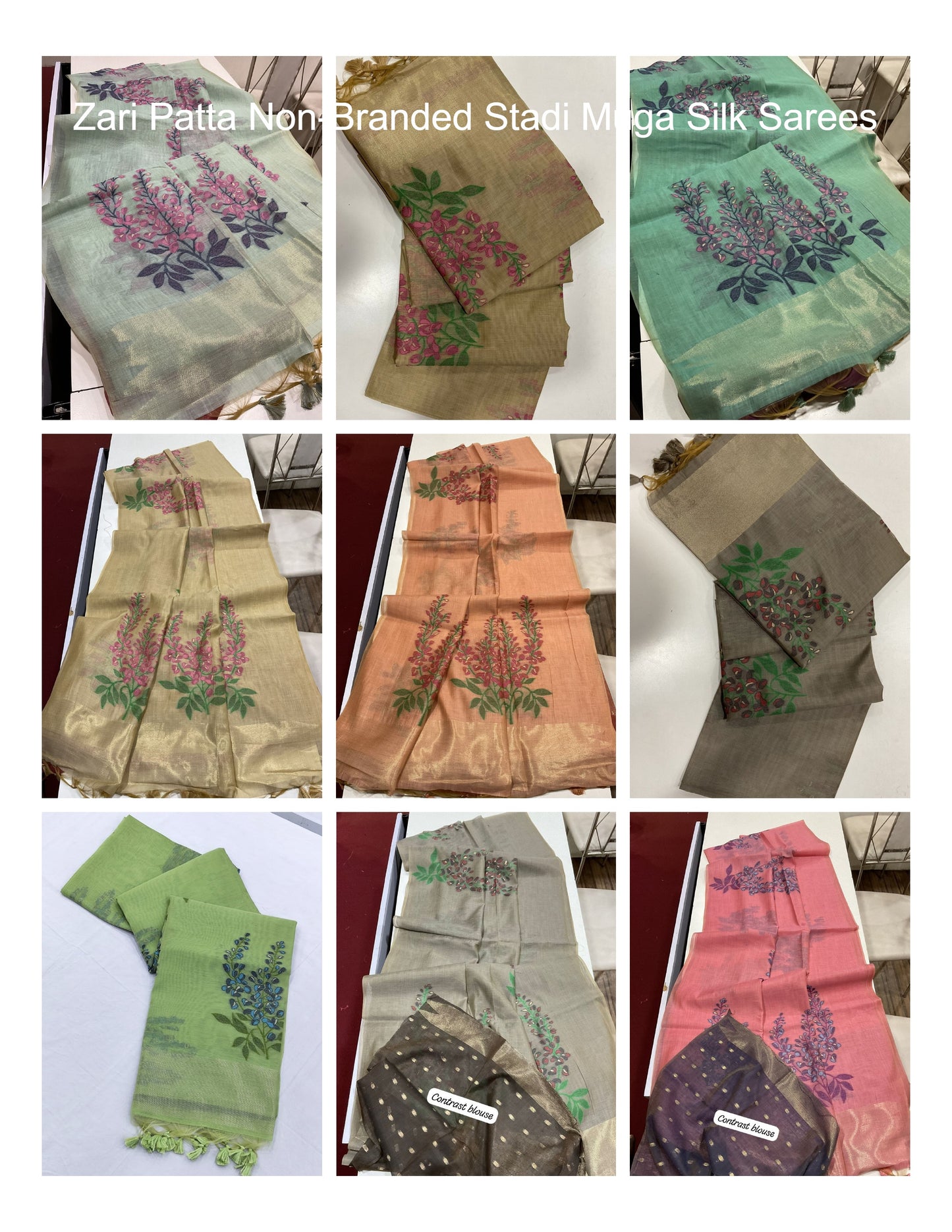 Zari Patta Non-Branded Stadi Muga Silk Sarees