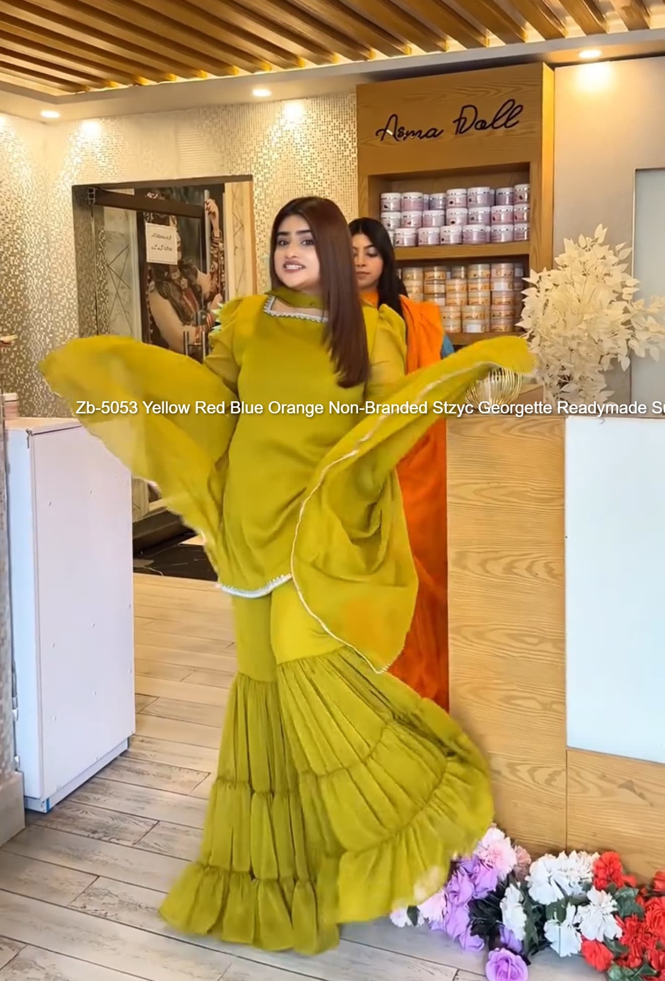 Zb-5053 Yellow Red Blue Orange Non-Branded Stzyc Georgette Readymade Suits