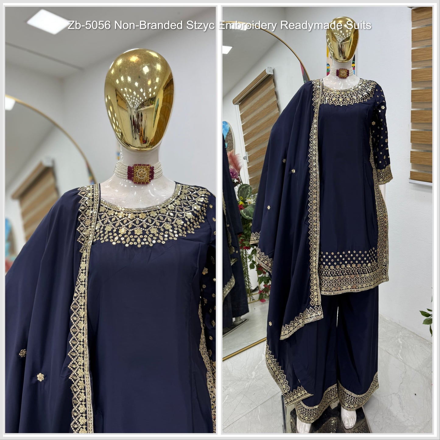 Zb-5056 Non-Branded Stzyc Embroidery Readymade Suits