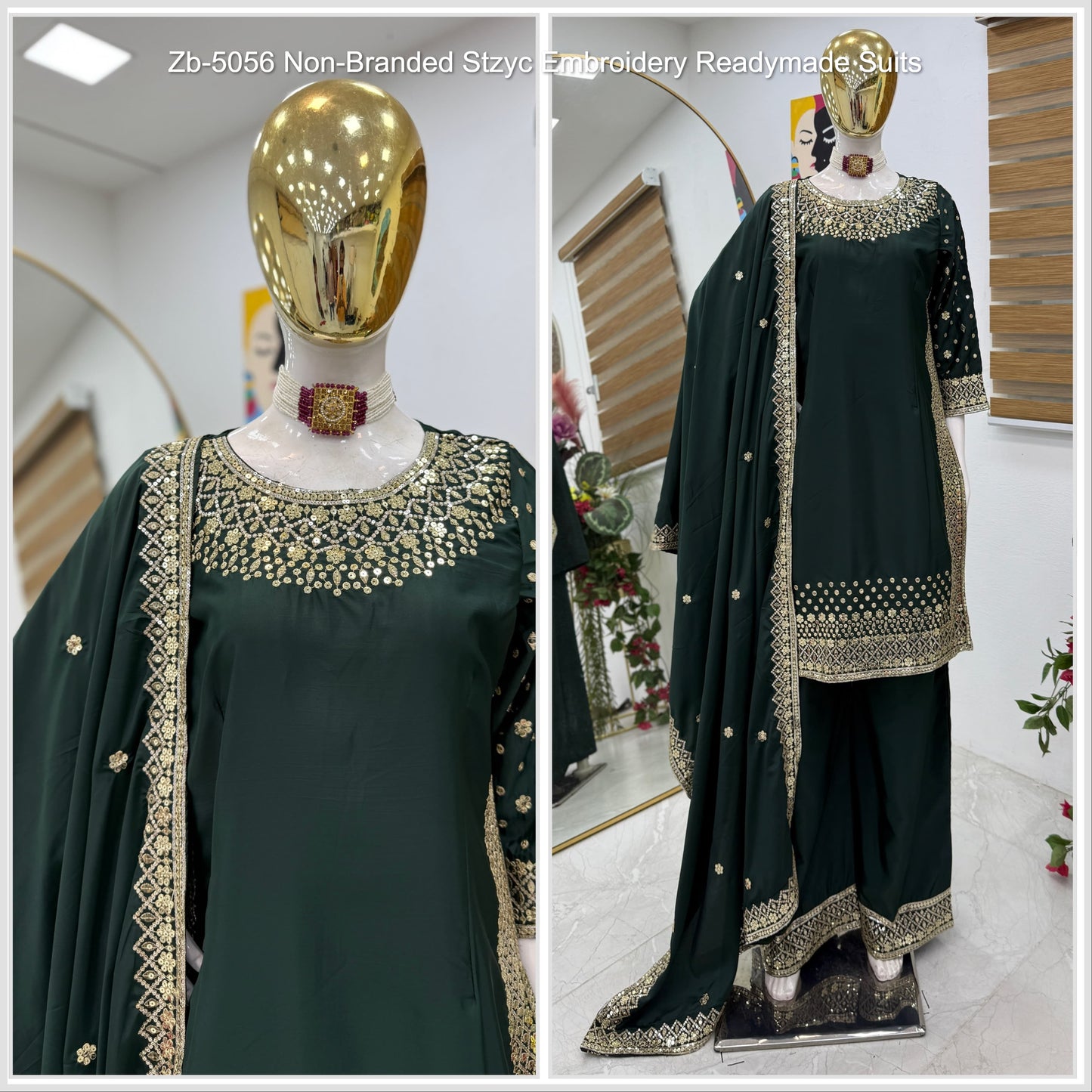 Zb-5056 Non-Branded Stzyc Embroidery Readymade Suits