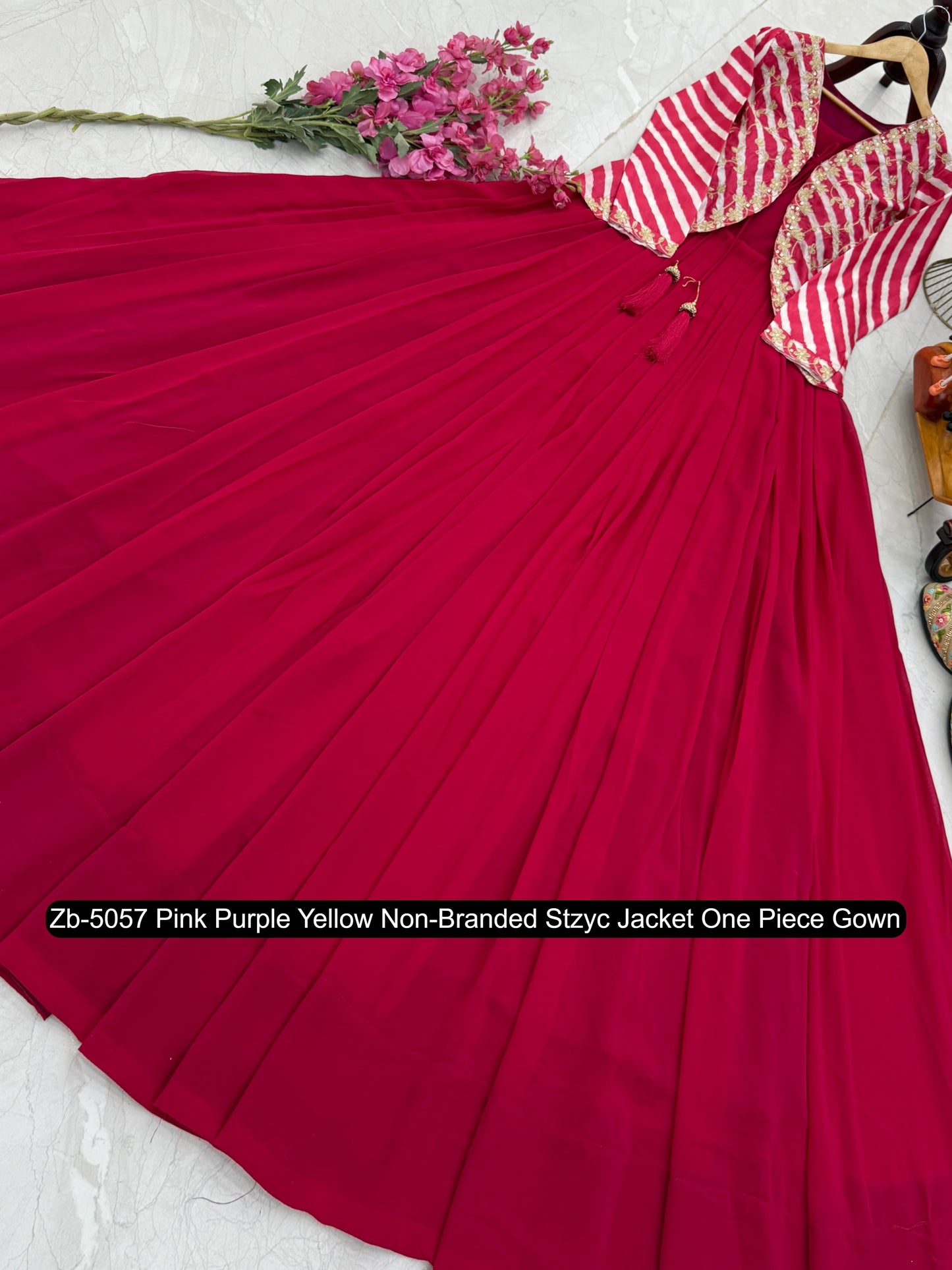 Zb-5057 Pink Purple Yellow Non-Branded Stzyc Jacket One Piece Gown