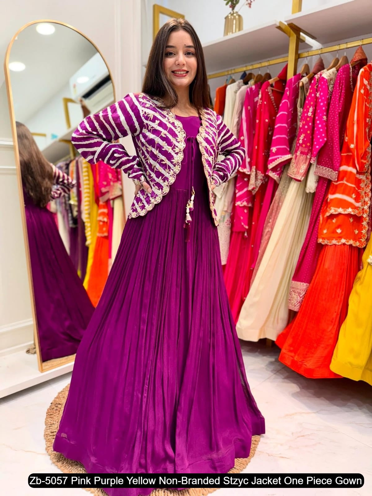 Zb-5057 Pink Purple Yellow Non-Branded Stzyc Jacket One Piece Gown