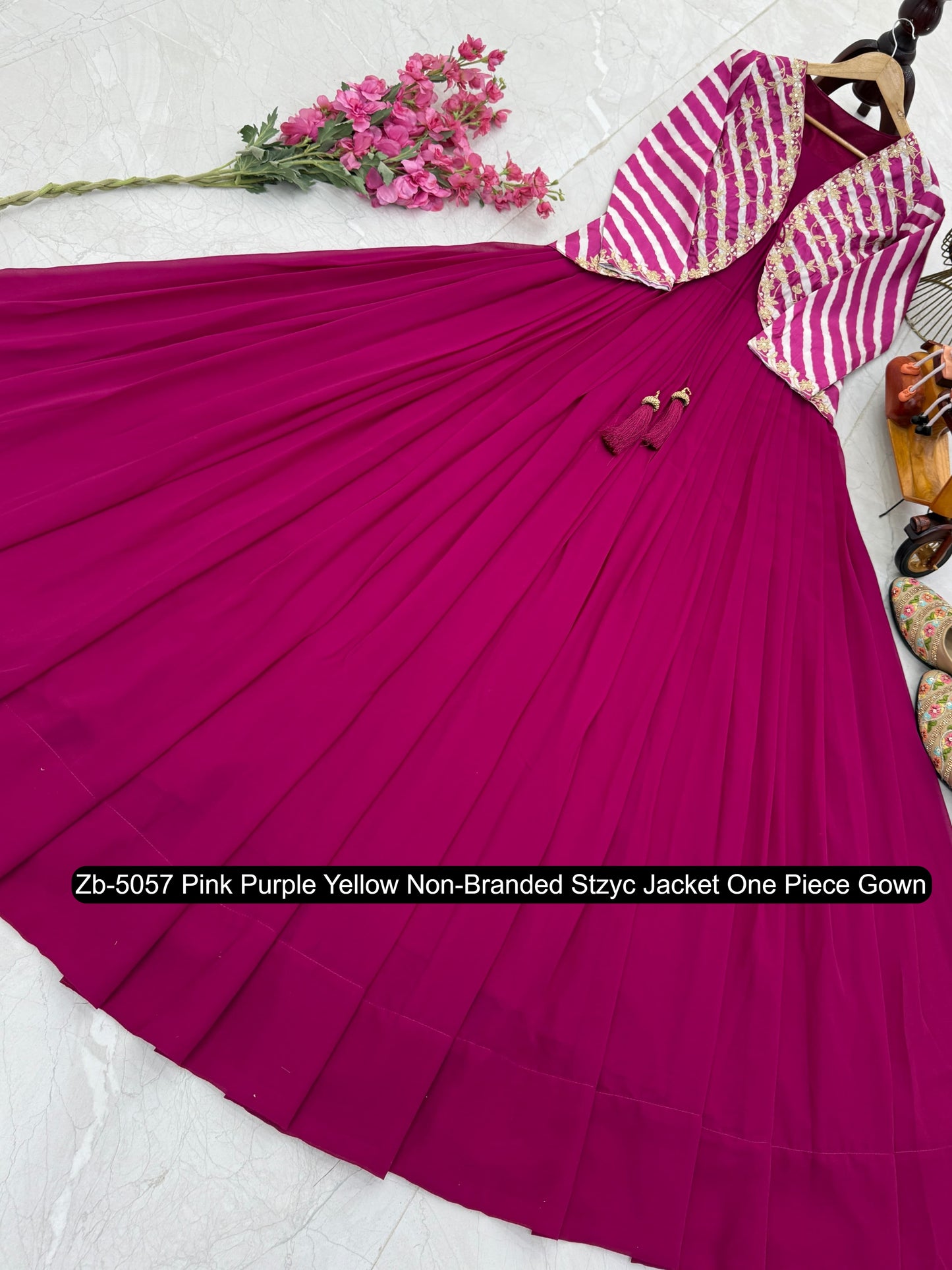 Zb-5057 Pink Purple Yellow Non-Branded Stzyc Jacket One Piece Gown