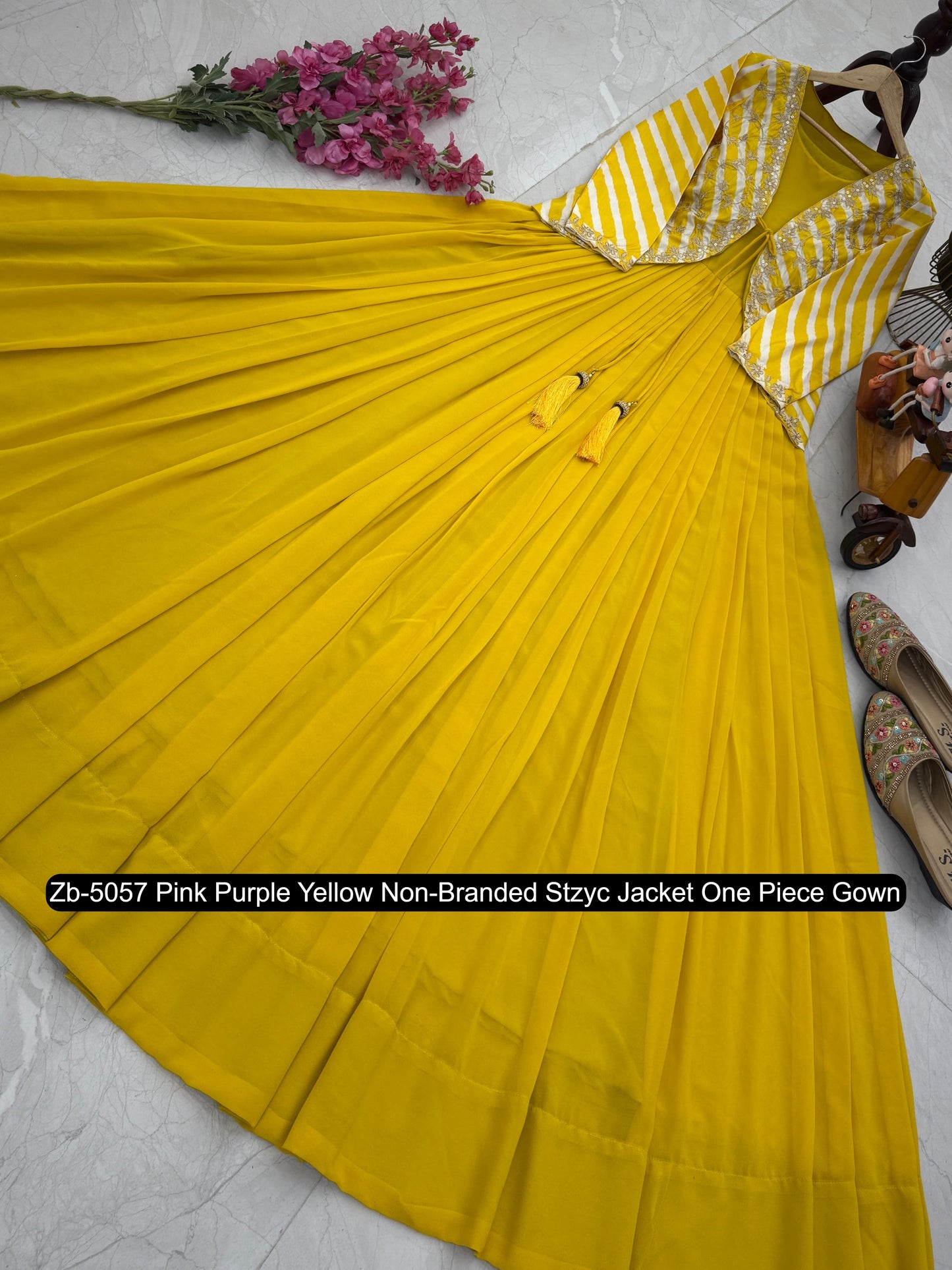 Zb-5057 Pink Purple Yellow Non-Branded Stzyc Jacket One Piece Gown