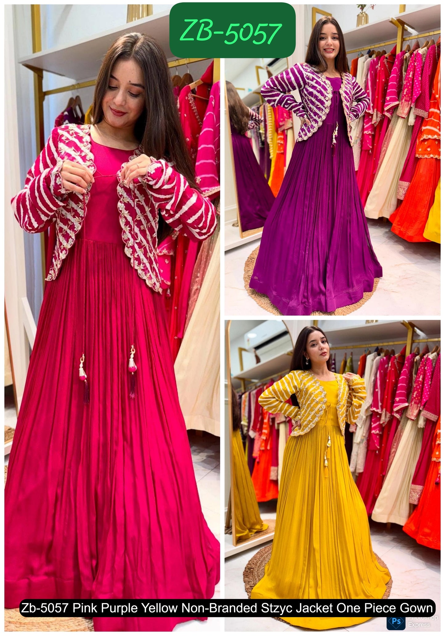 Zb-5057 Pink Purple Yellow Non-Branded Stzyc Jacket One Piece Gown