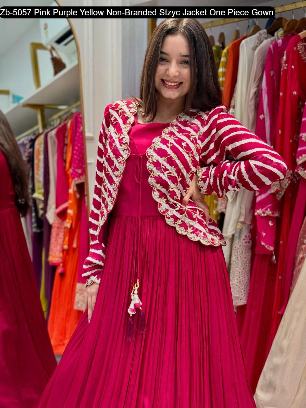 Zb-5057 Pink Purple Yellow Non-Branded Stzyc Jacket One Piece Gown