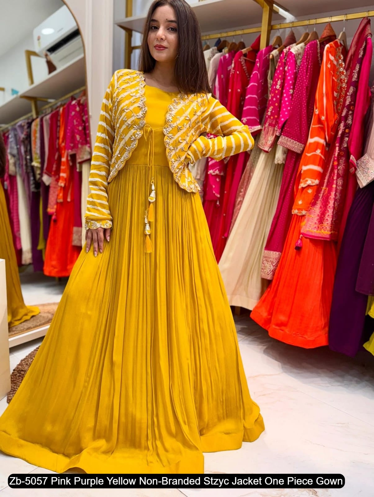 Zb-5057 Pink Purple Yellow Non-Branded Stzyc Jacket One Piece Gown