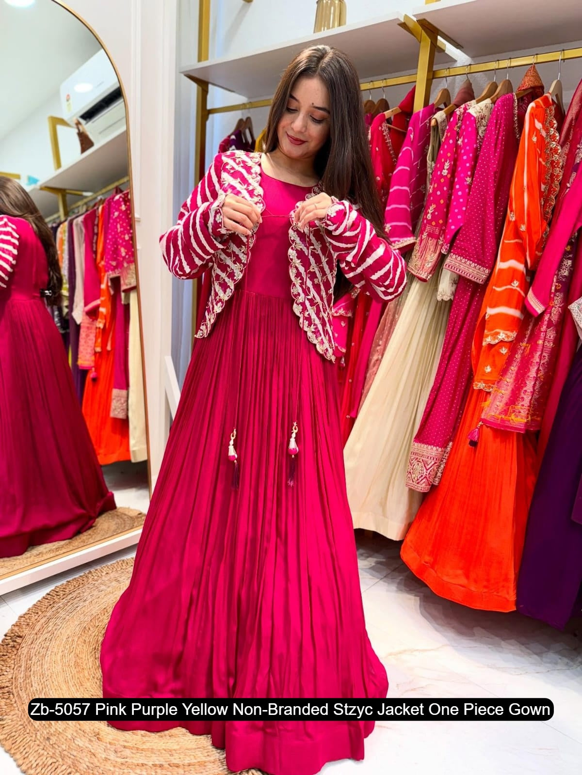 Zb-5057 Pink Purple Yellow Non-Branded Stzyc Jacket One Piece Gown