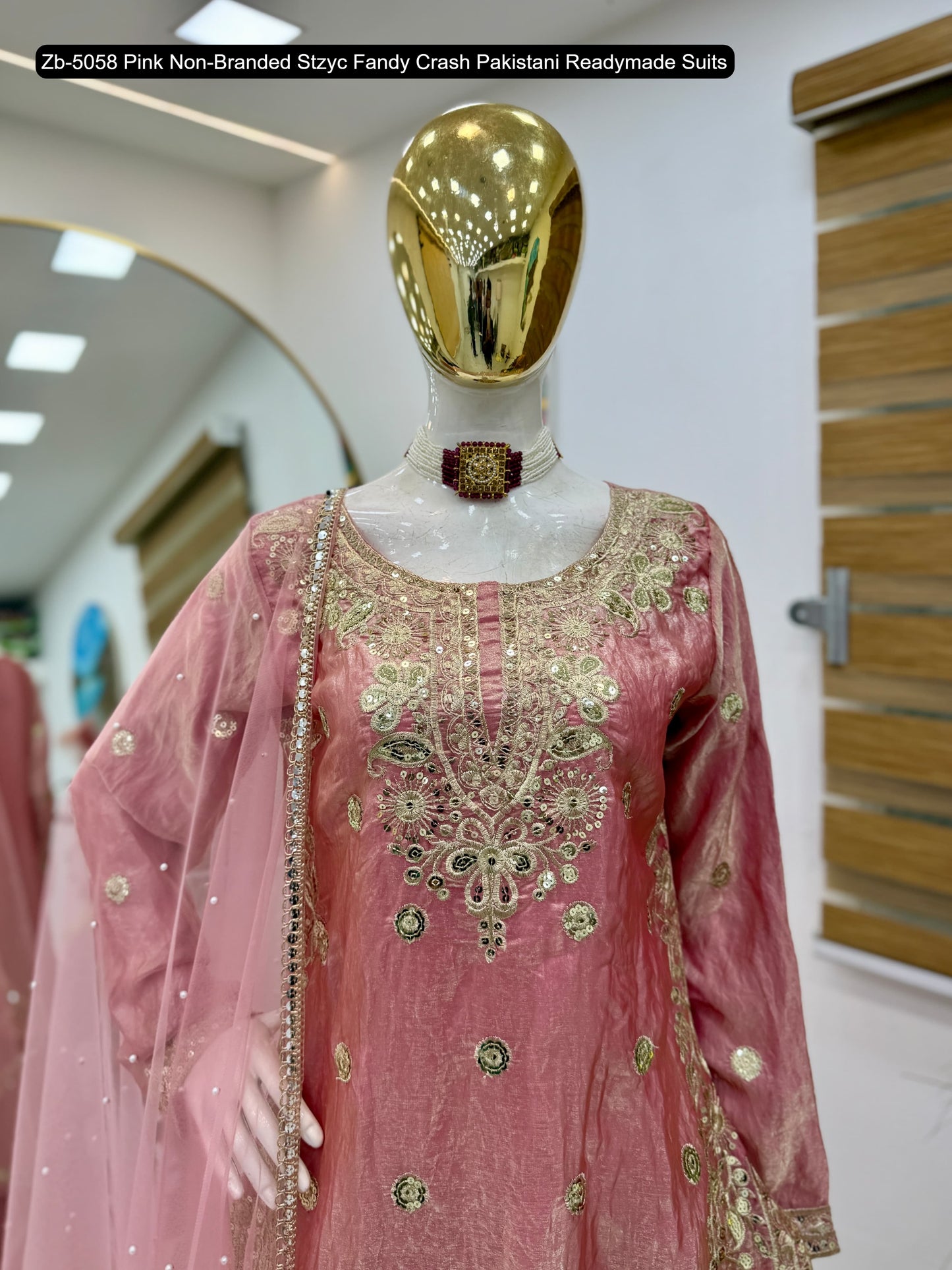Zb-5058 Pink Non-Branded Stzyc Fandy Crash Pakistani Readymade Suits