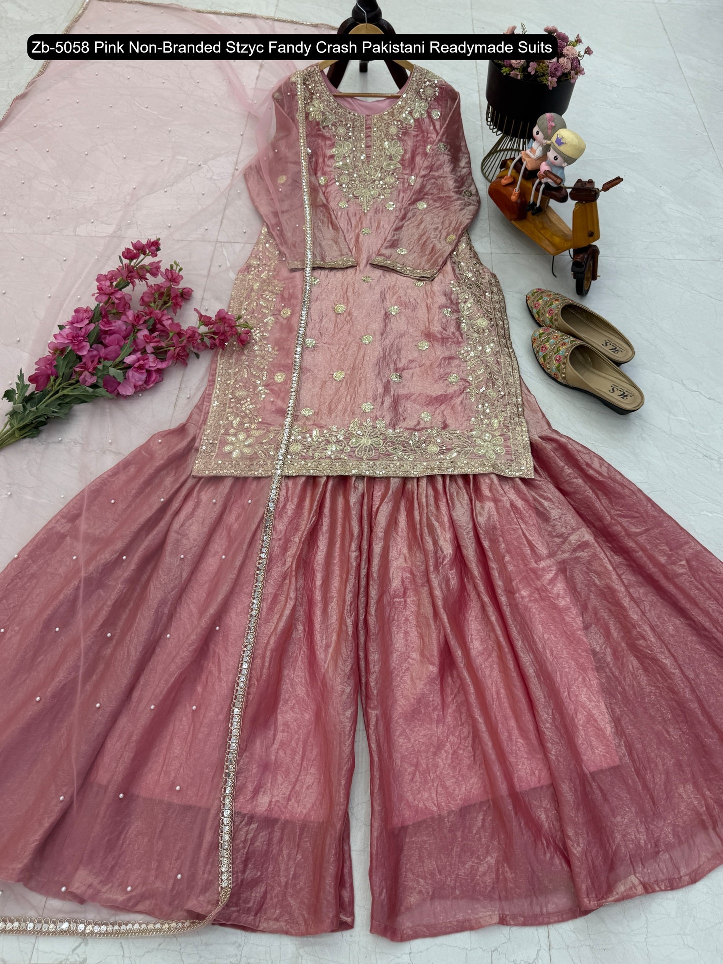 Zb-5058 Pink Non-Branded Stzyc Fandy Crash Pakistani Readymade Suits