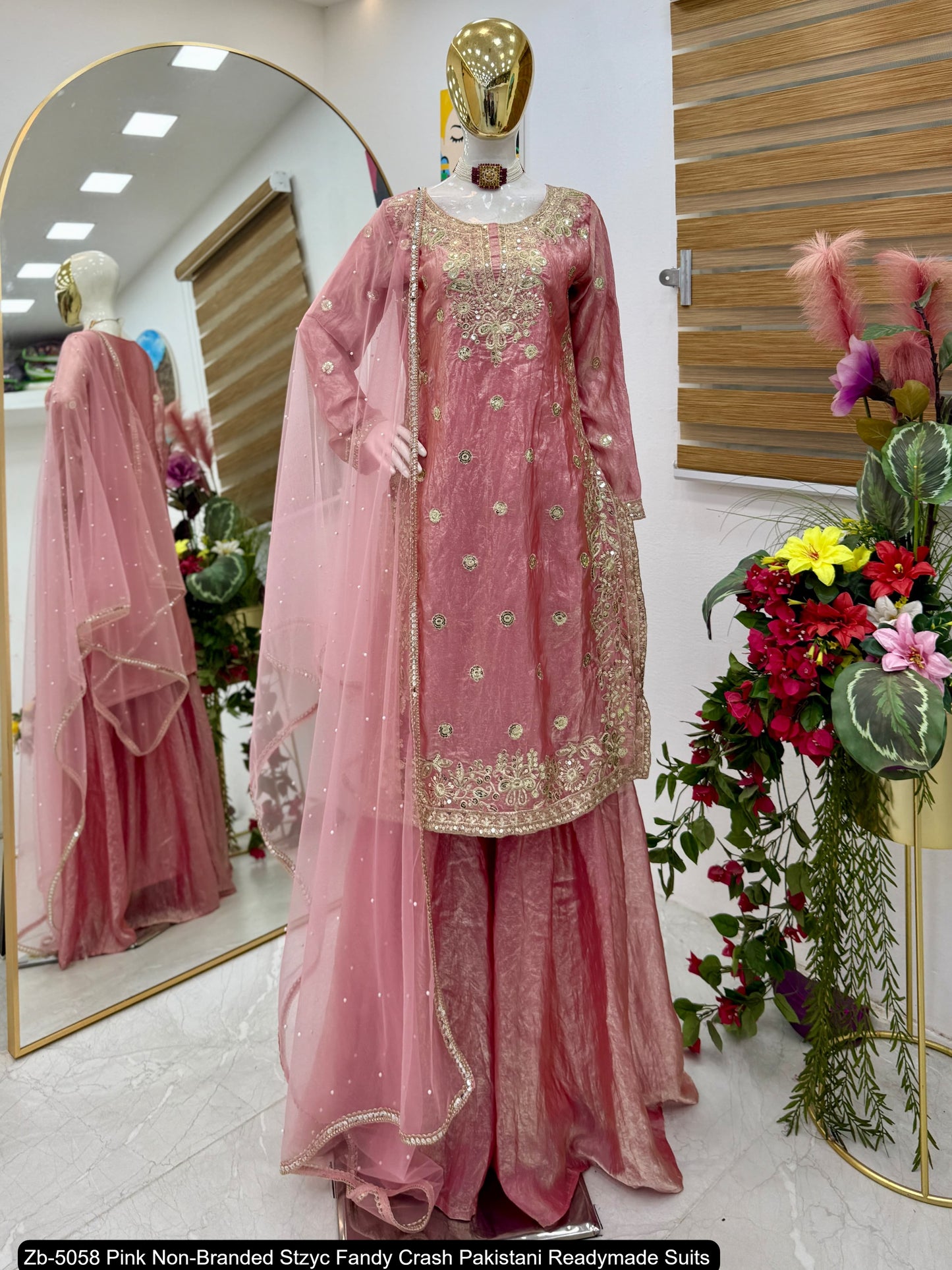 Zb-5058 Pink Non-Branded Stzyc Fandy Crash Pakistani Readymade Suits