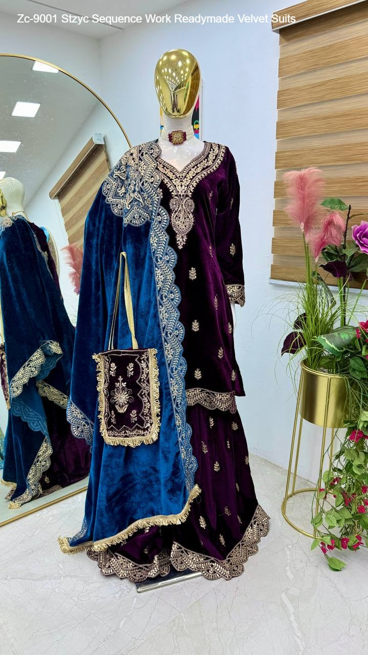Zc-9001 Stzyc Sequence Work Readymade Velvet Suits