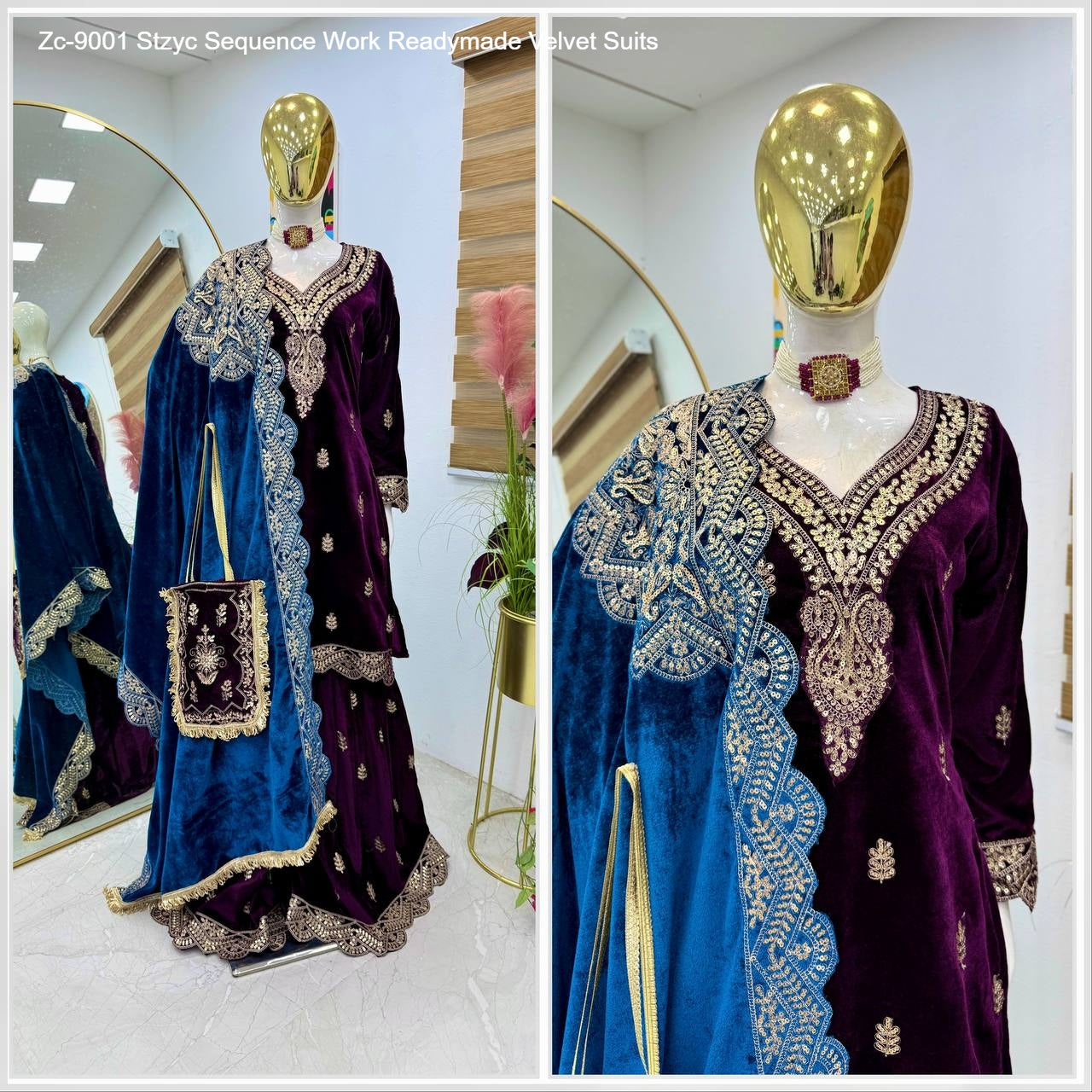 Zc-9001 Stzyc Sequence Work Readymade Velvet Suits