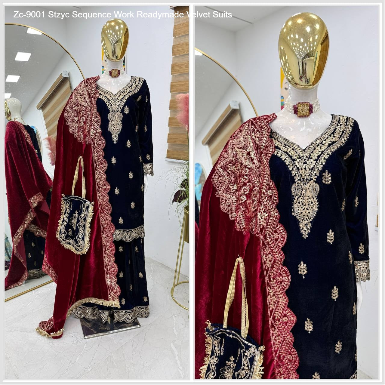 Zc-9001 Stzyc Sequence Work Readymade Velvet Suits