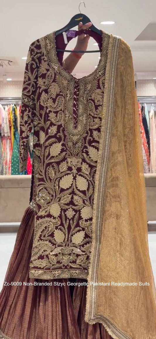 Zc-9009 Non-Branded Stzyc Georgette Pakistani Readymade Suits