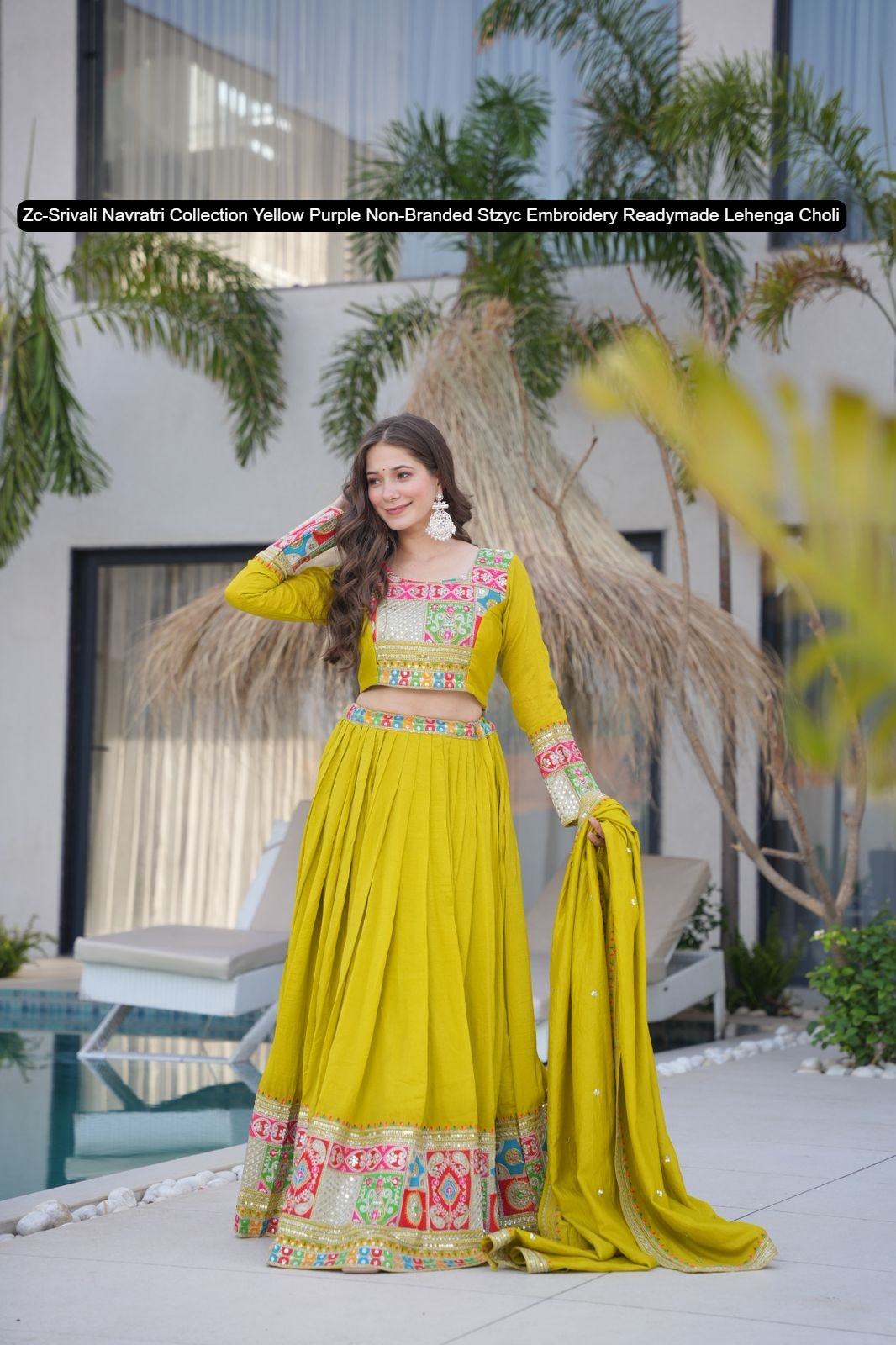 Zc-Srivali Navratri Collection Yellow Purple Non-Branded Stzyc Embroidery Readymade Lehenga Choli