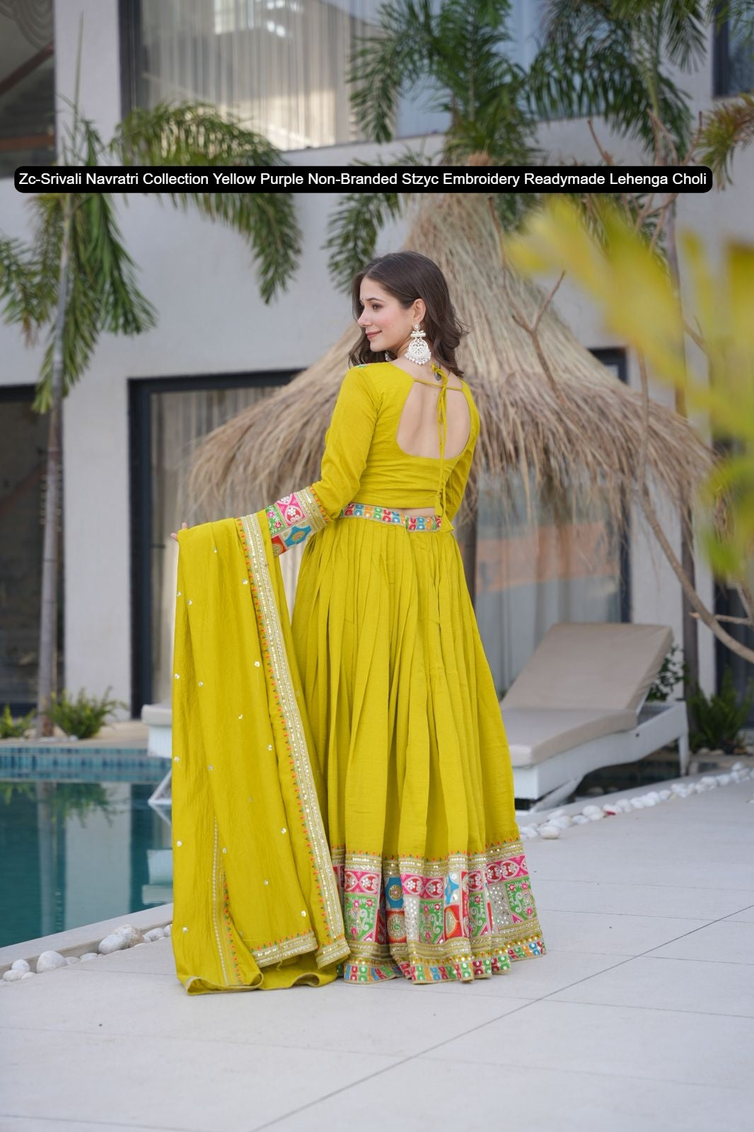 Zc-Srivali Navratri Collection Yellow Purple Non-Branded Stzyc Embroidery Readymade Lehenga Choli