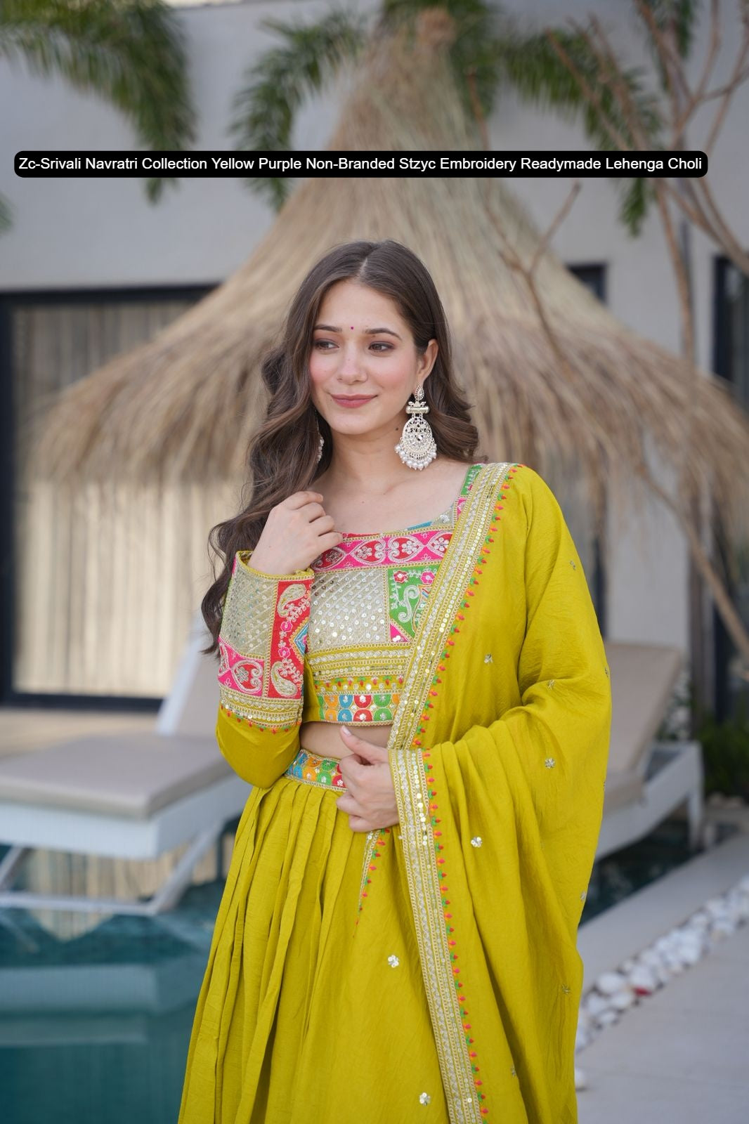 Zc-Srivali Navratri Collection Yellow Purple Non-Branded Stzyc Embroidery Readymade Lehenga Choli