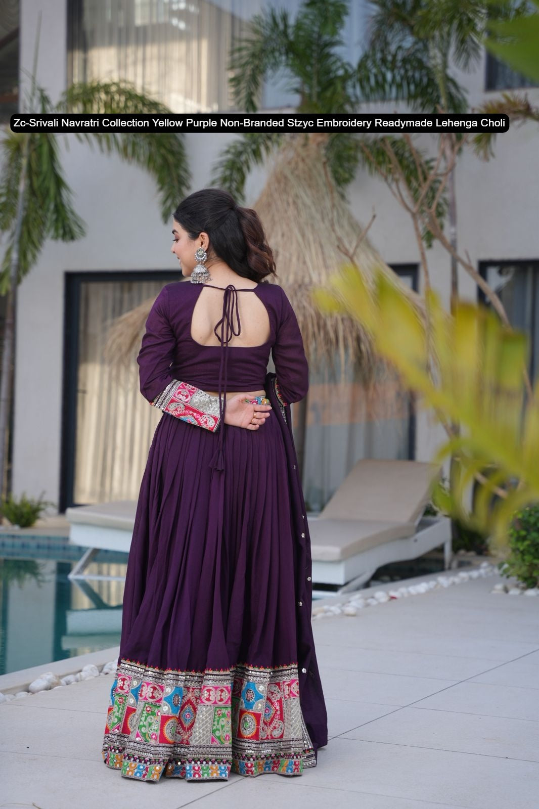 Zc-Srivali Navratri Collection Yellow Purple Non-Branded Stzyc Embroidery Readymade Lehenga Choli