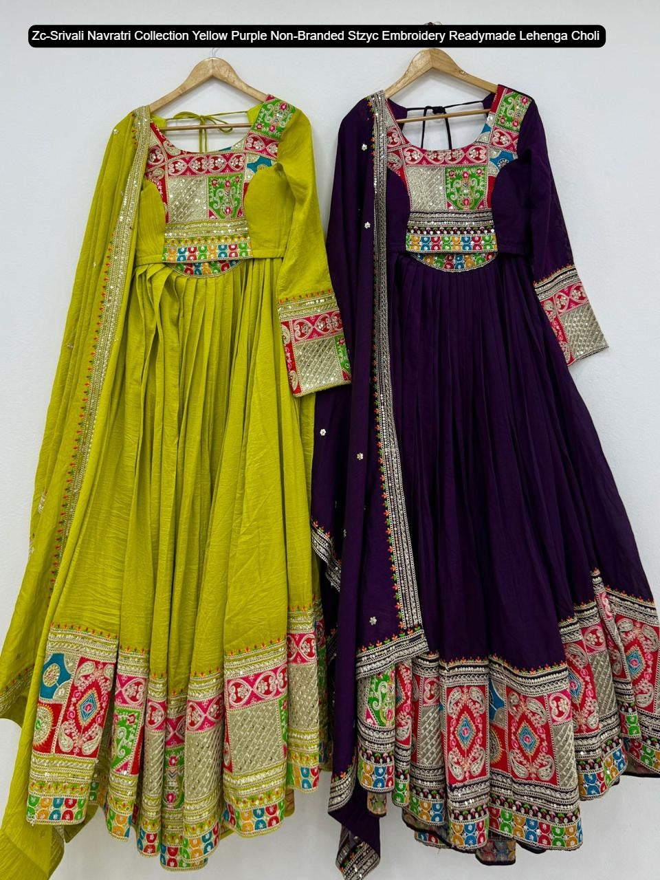 Zc-Srivali Navratri Collection Yellow Purple Non-Branded Stzyc Embroidery Readymade Lehenga Choli