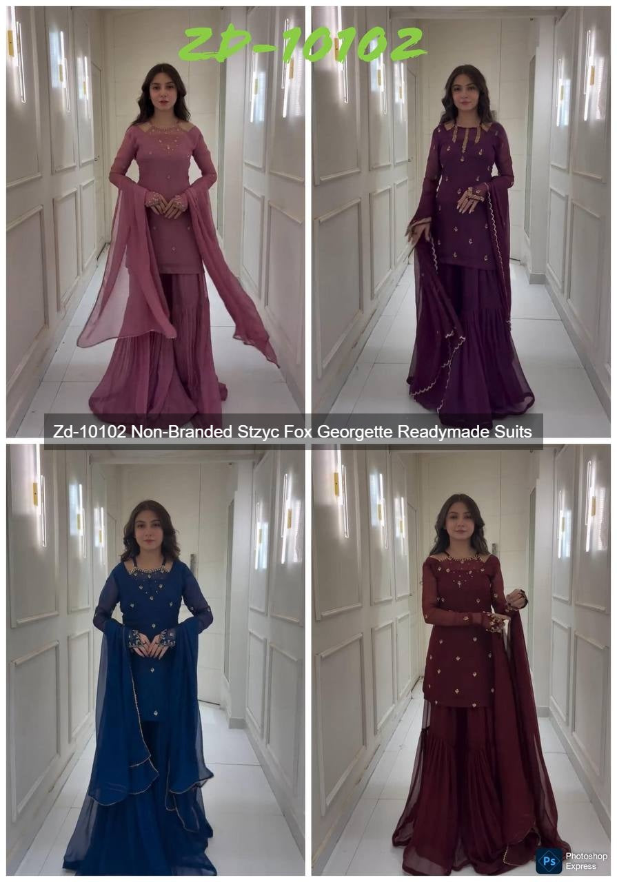 Zd-10102 Non-Branded Stzyc Fox Georgette Readymade Suits