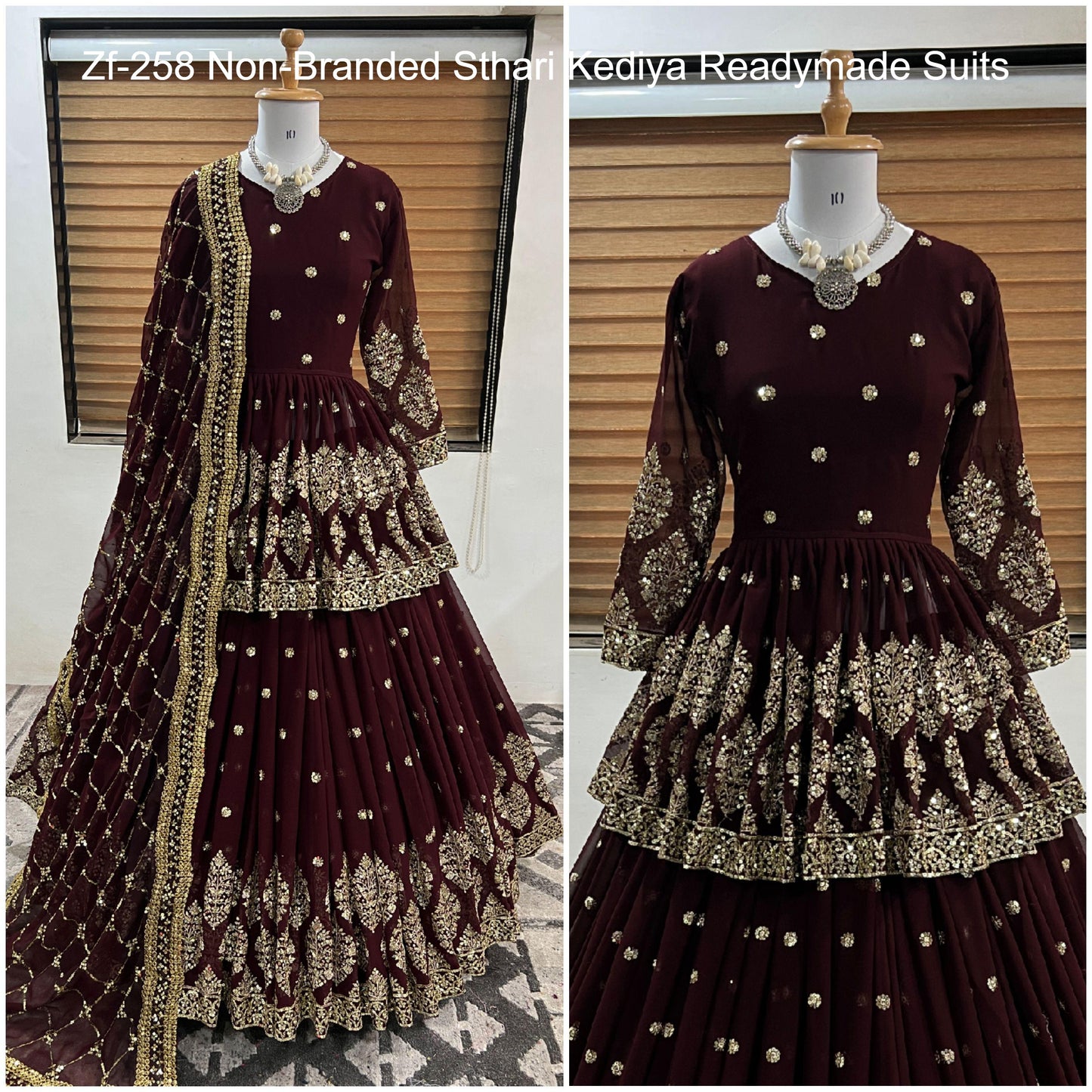 Zf-258 Non-Branded Sthari Kediya Readymade Suits
