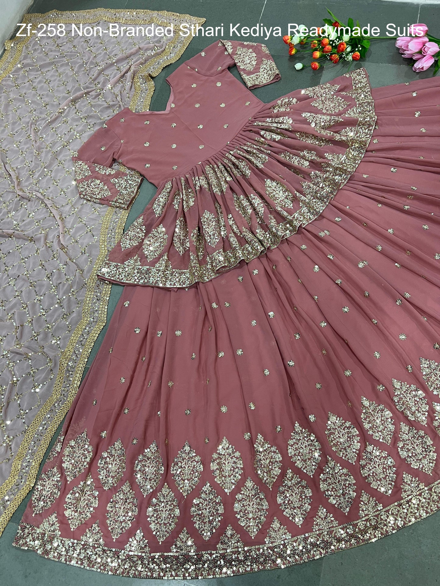 Zf-258 Non-Branded Sthari Kediya Readymade Suits