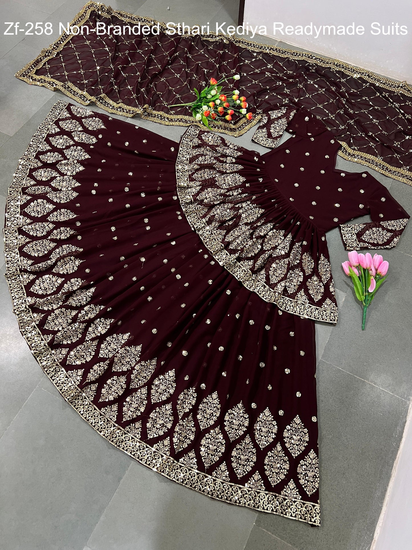 Zf-258 Non-Branded Sthari Kediya Readymade Suits