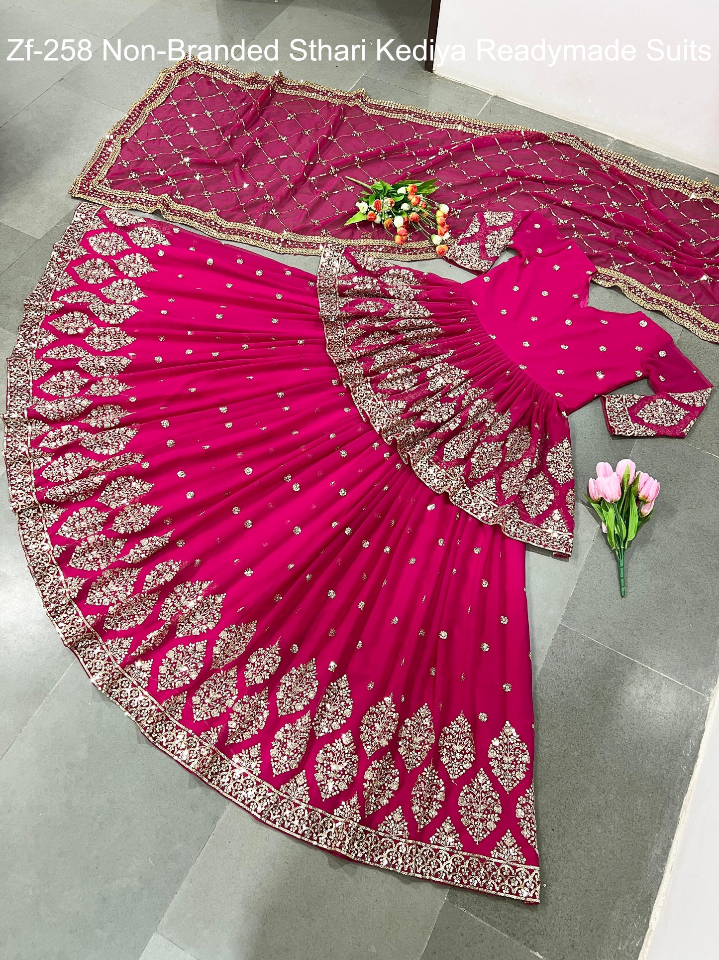 Zf-258 Non-Branded Sthari Kediya Readymade Suits