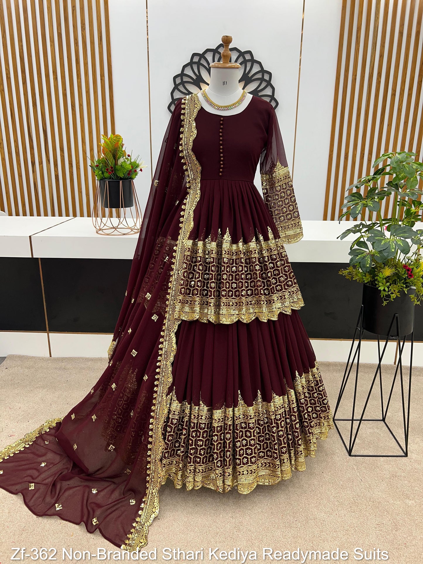 Zf-362 Non-Branded Sthari Kediya Readymade Suits