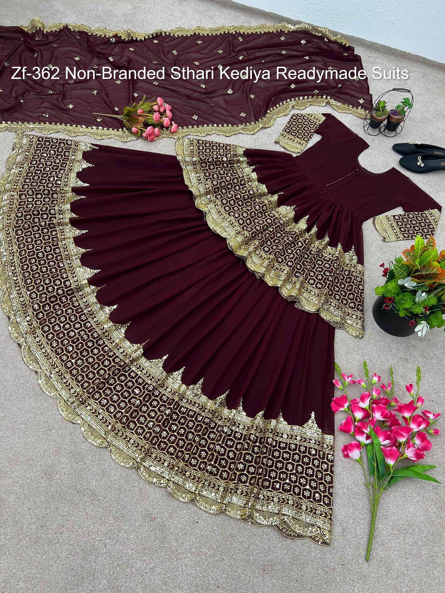 Zf-362 Non-Branded Sthari Kediya Readymade Suits