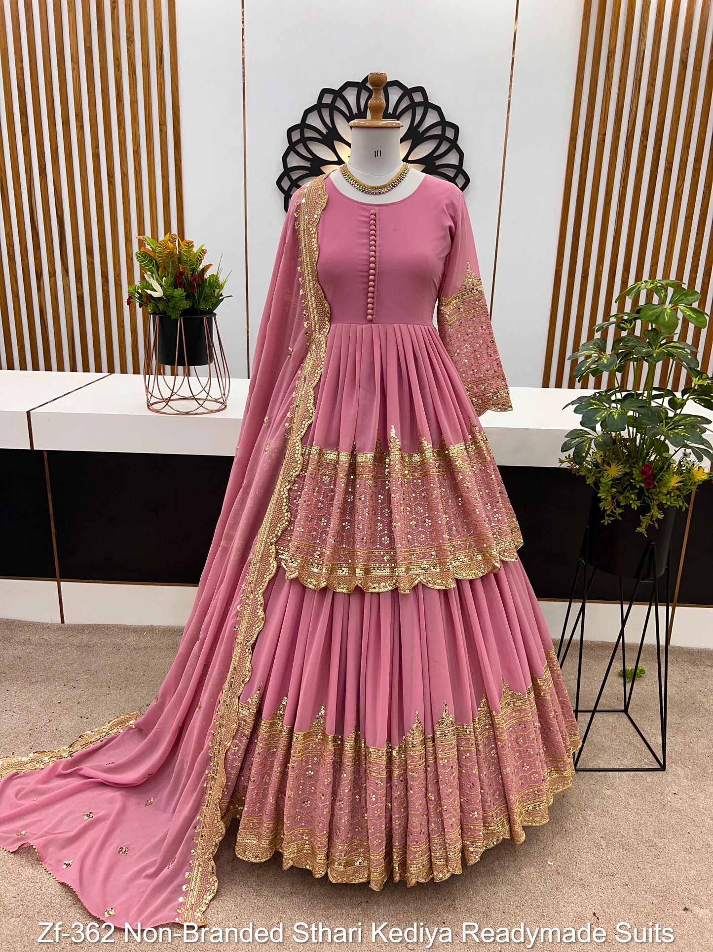 Zf-362 Non-Branded Sthari Kediya Readymade Suits