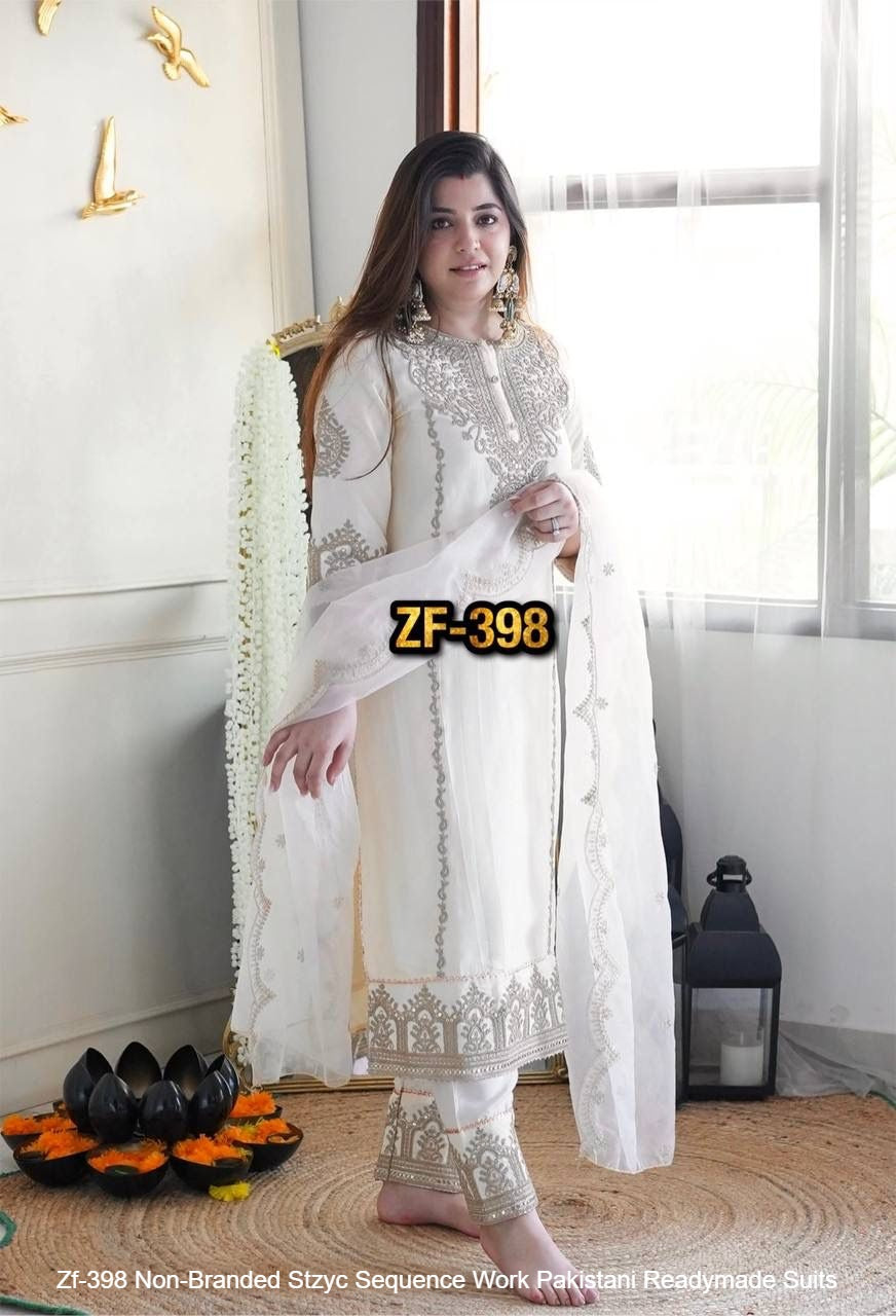 Zf-398 Non-Branded Stzyc Sequence Work Pakistani Readymade Suits