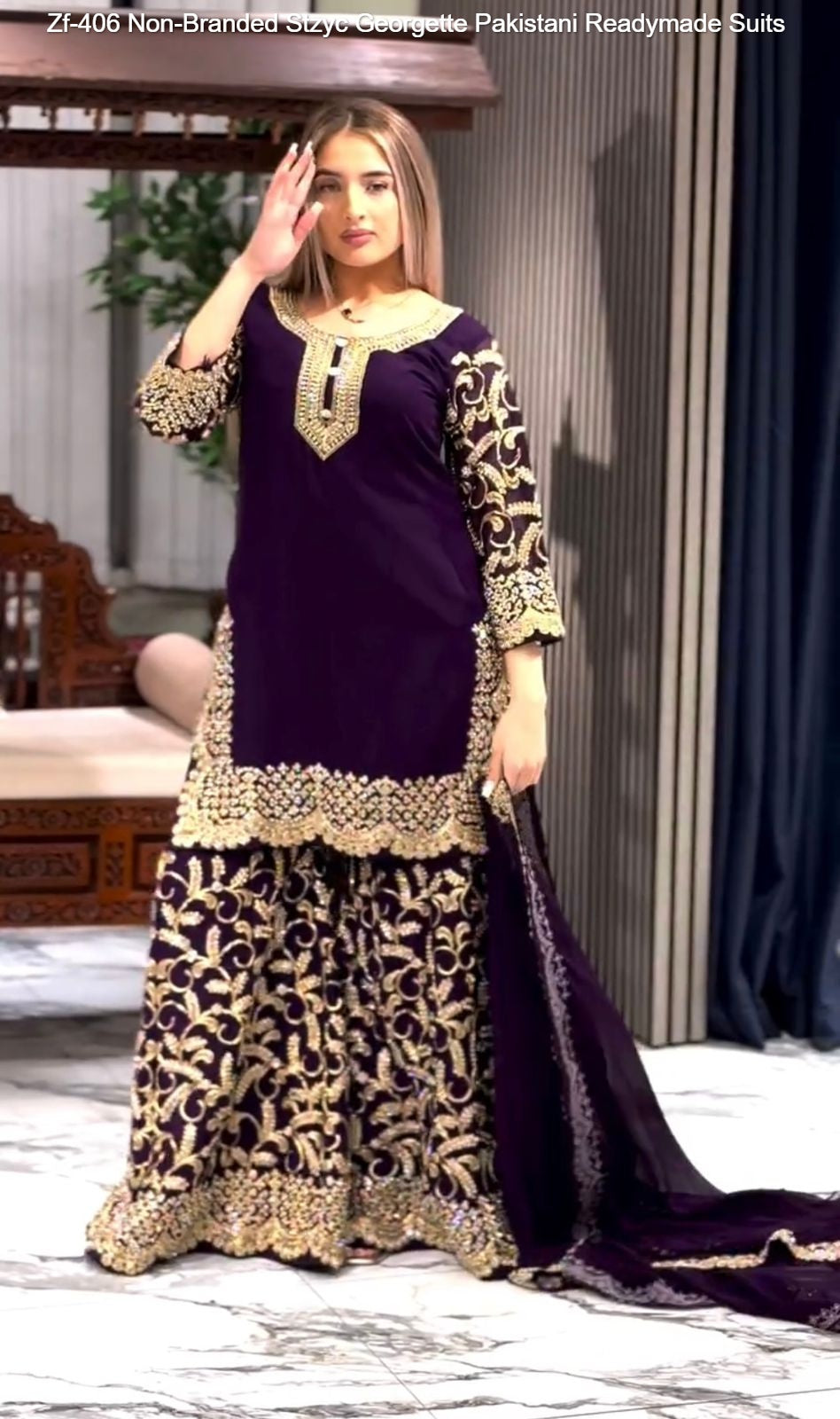 Zf-406 Non-Branded Stzyc Georgette Pakistani Readymade Suits