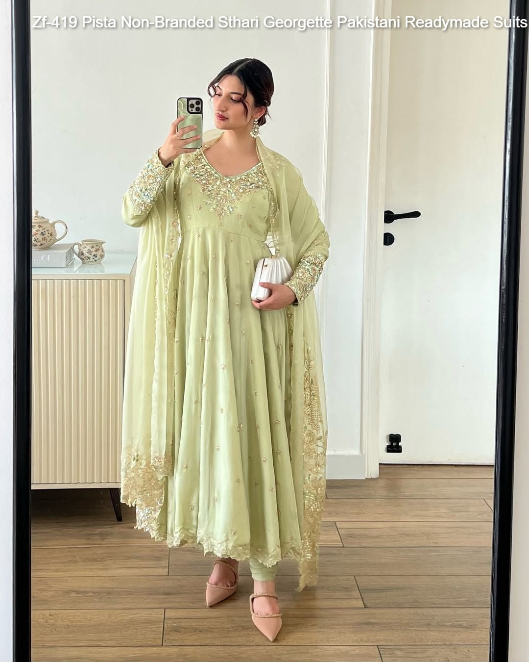 Zf-419 Pista Non-Branded Sthari Georgette Pakistani Readymade Suits