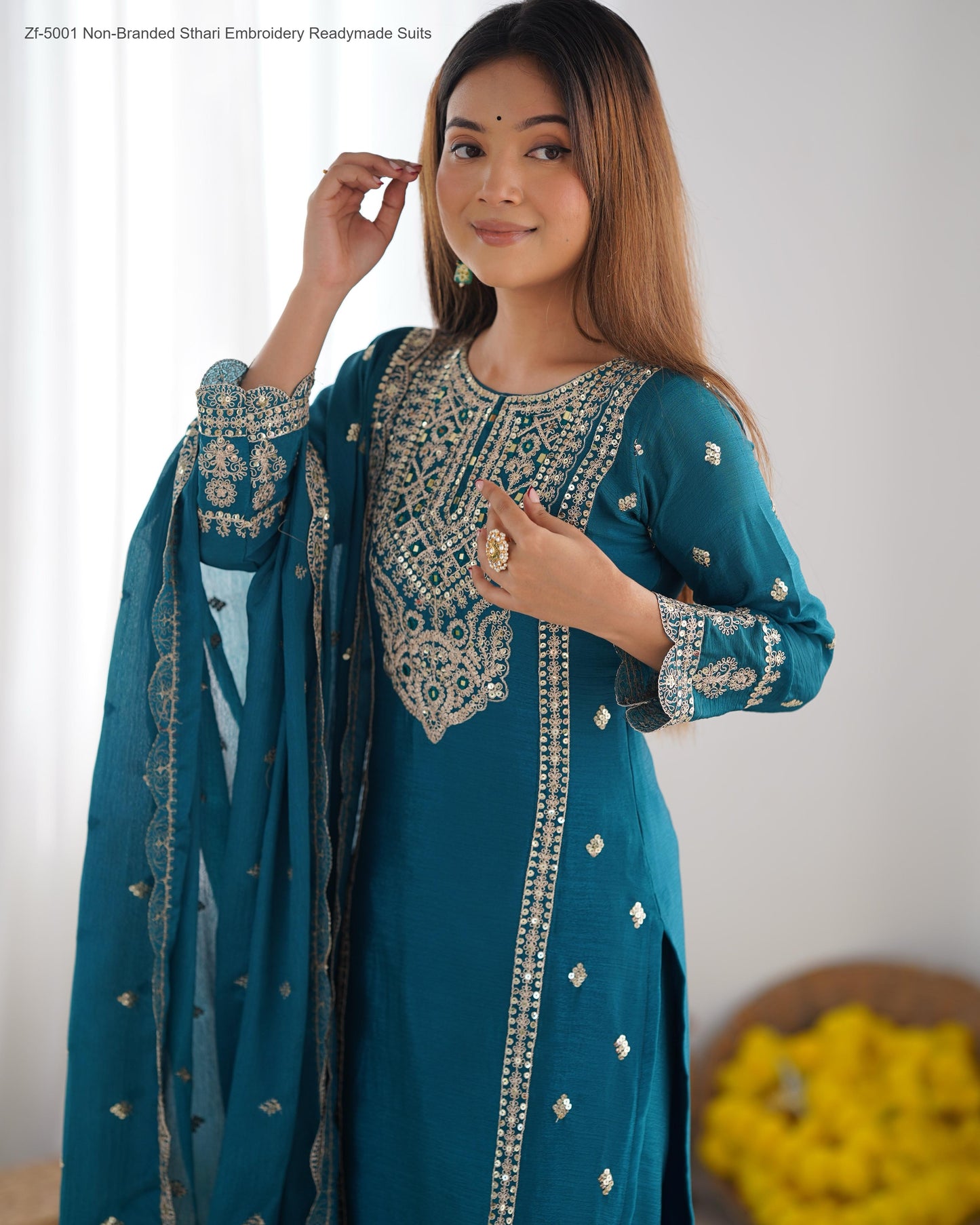 Zf-5001 Non-Branded Sthari Embroidery Readymade Suits