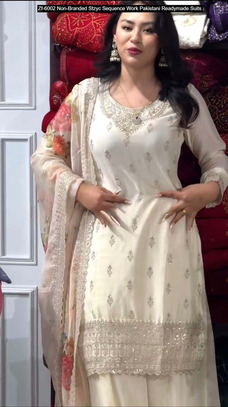 Zf-6002 Non-Branded Stzyc Sequence Work Pakistani Readymade Suits
