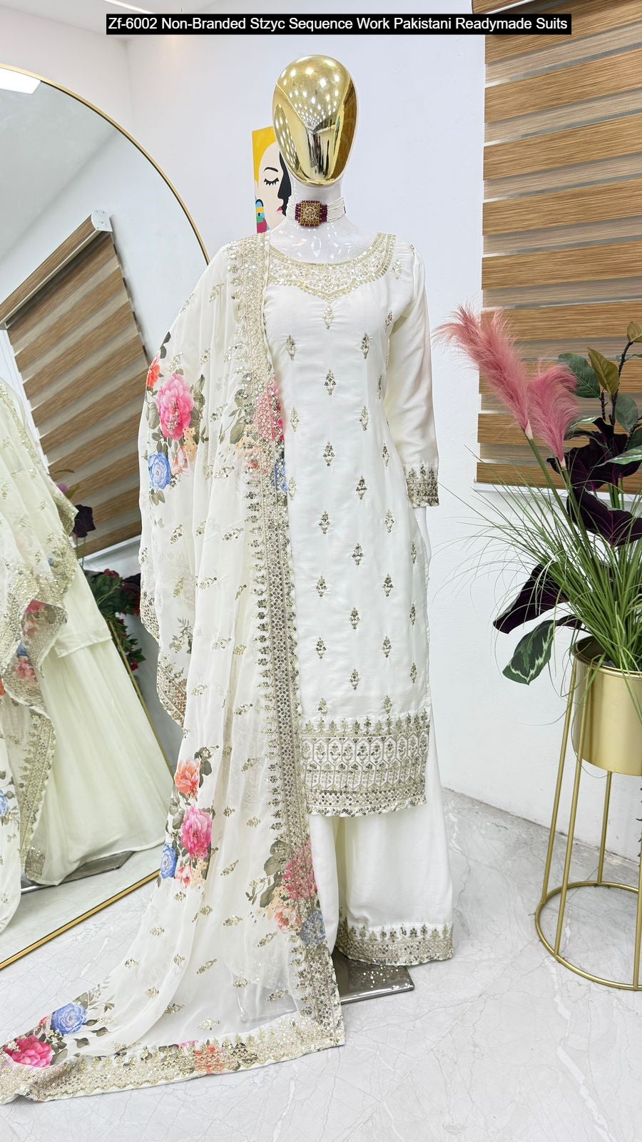 Zf-6002 Non-Branded Stzyc Sequence Work Pakistani Readymade Suits