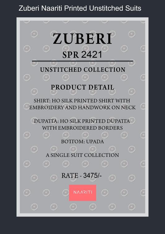 Zuberi Naariti Printed Unstitched Suits