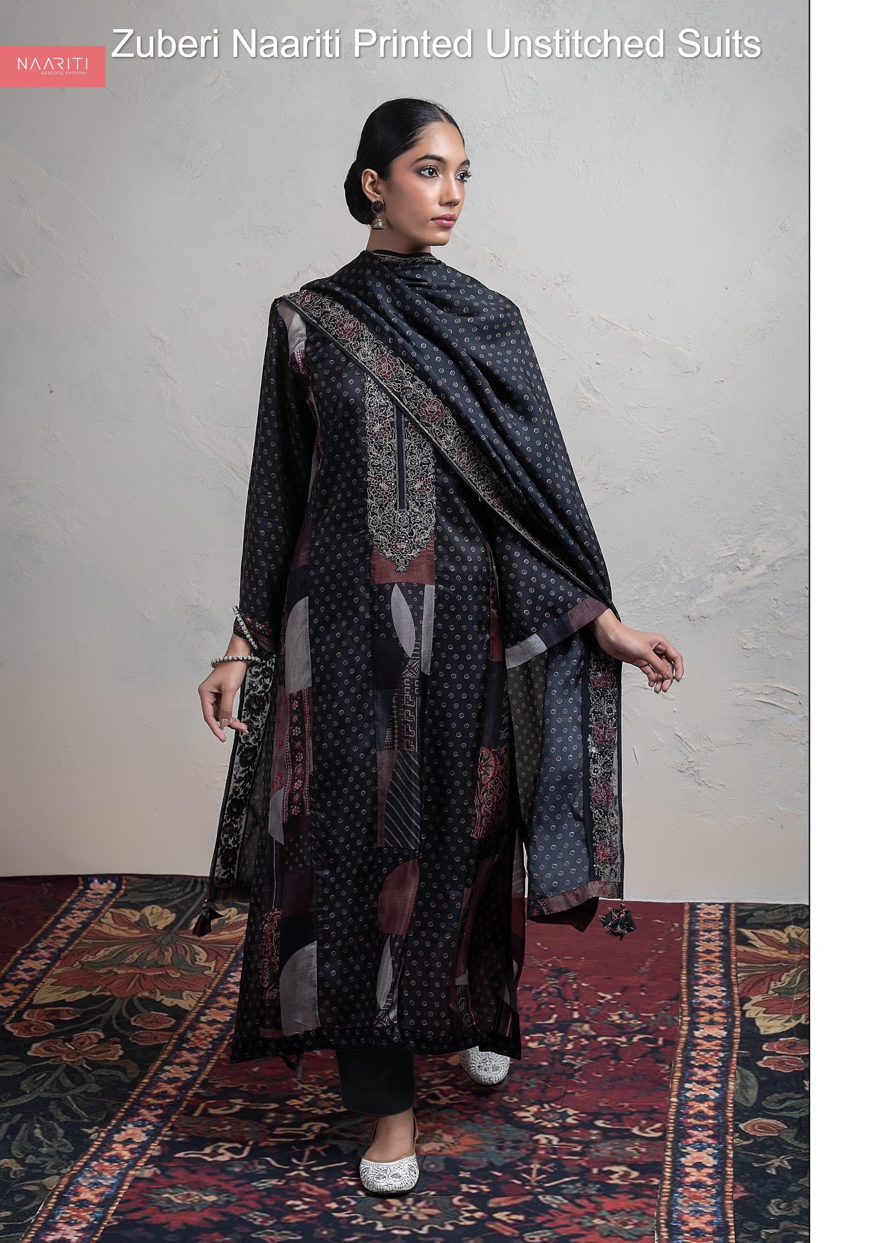 Zuberi Naariti Printed Unstitched Suits