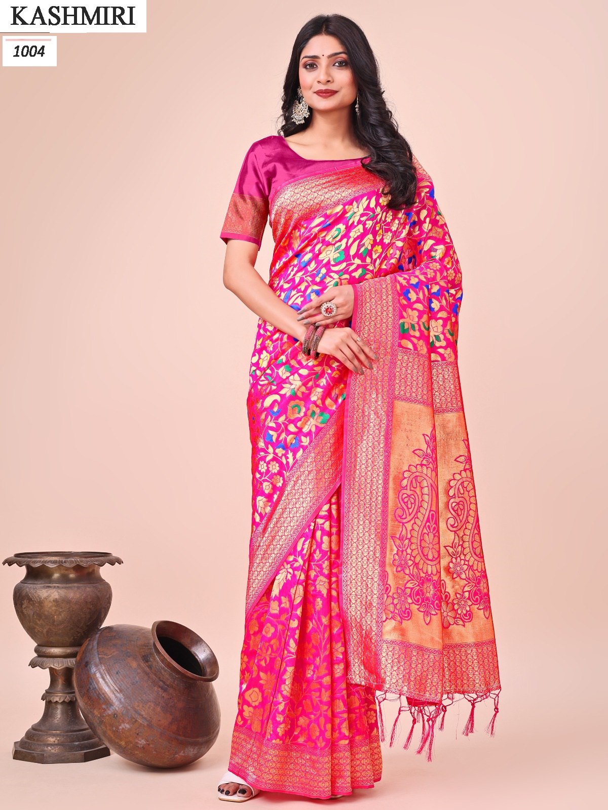 1004 Kashmiri Astita Lichi Silk Sarees